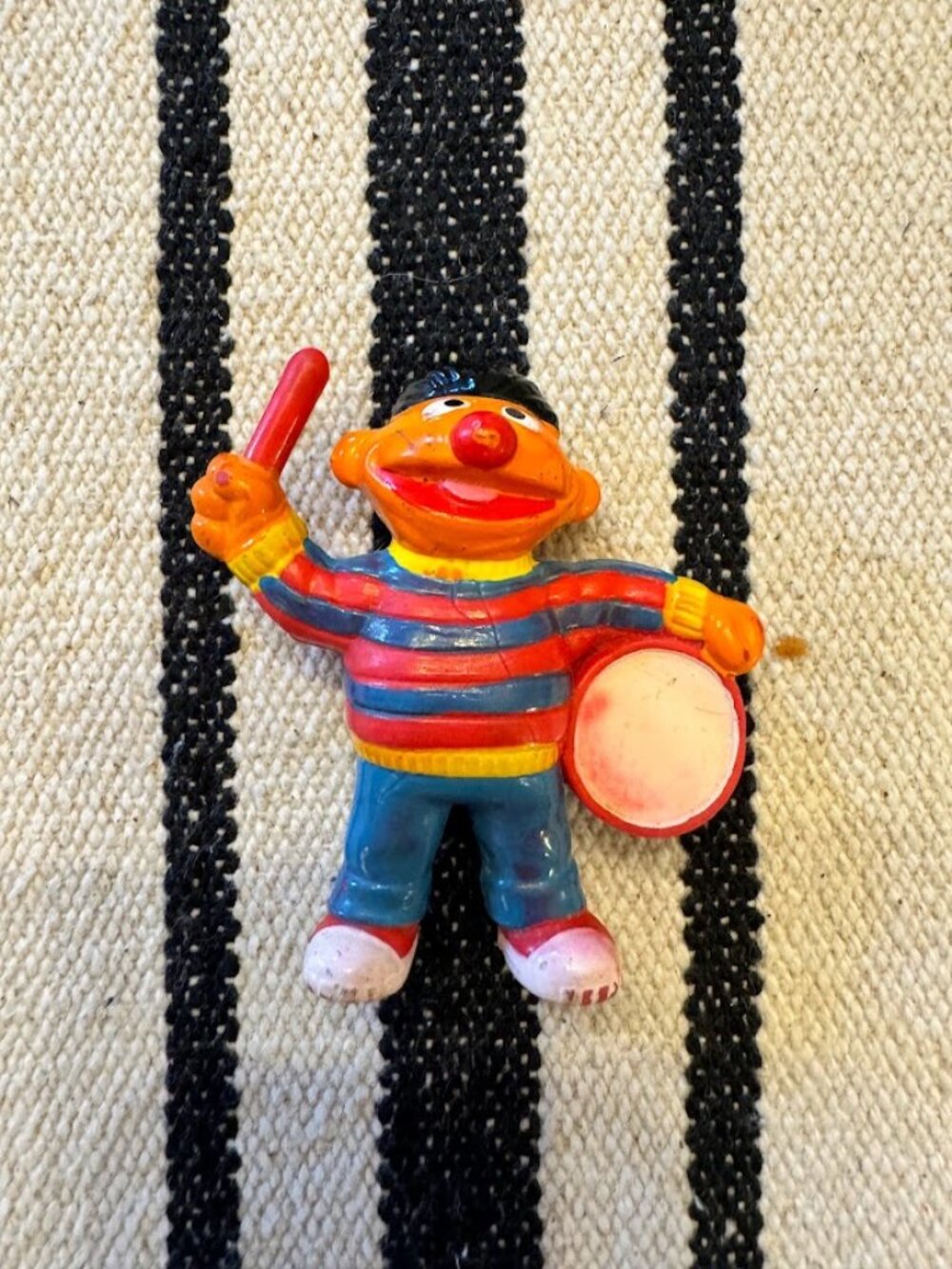 Vintage 1982 Sesame Street Muppets Band Tara Toy Figure Ernie with drum